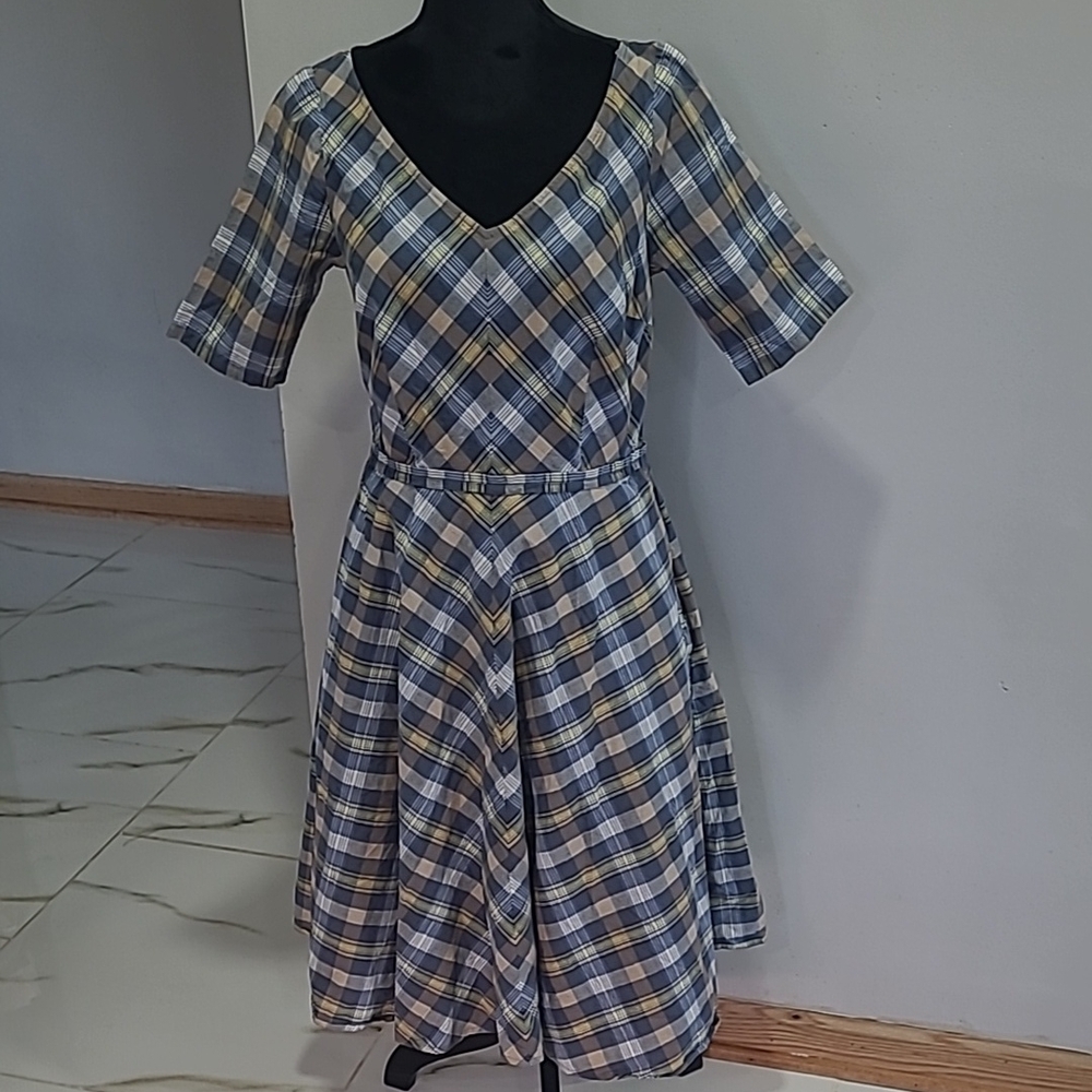 Plaid V-Neck Dress